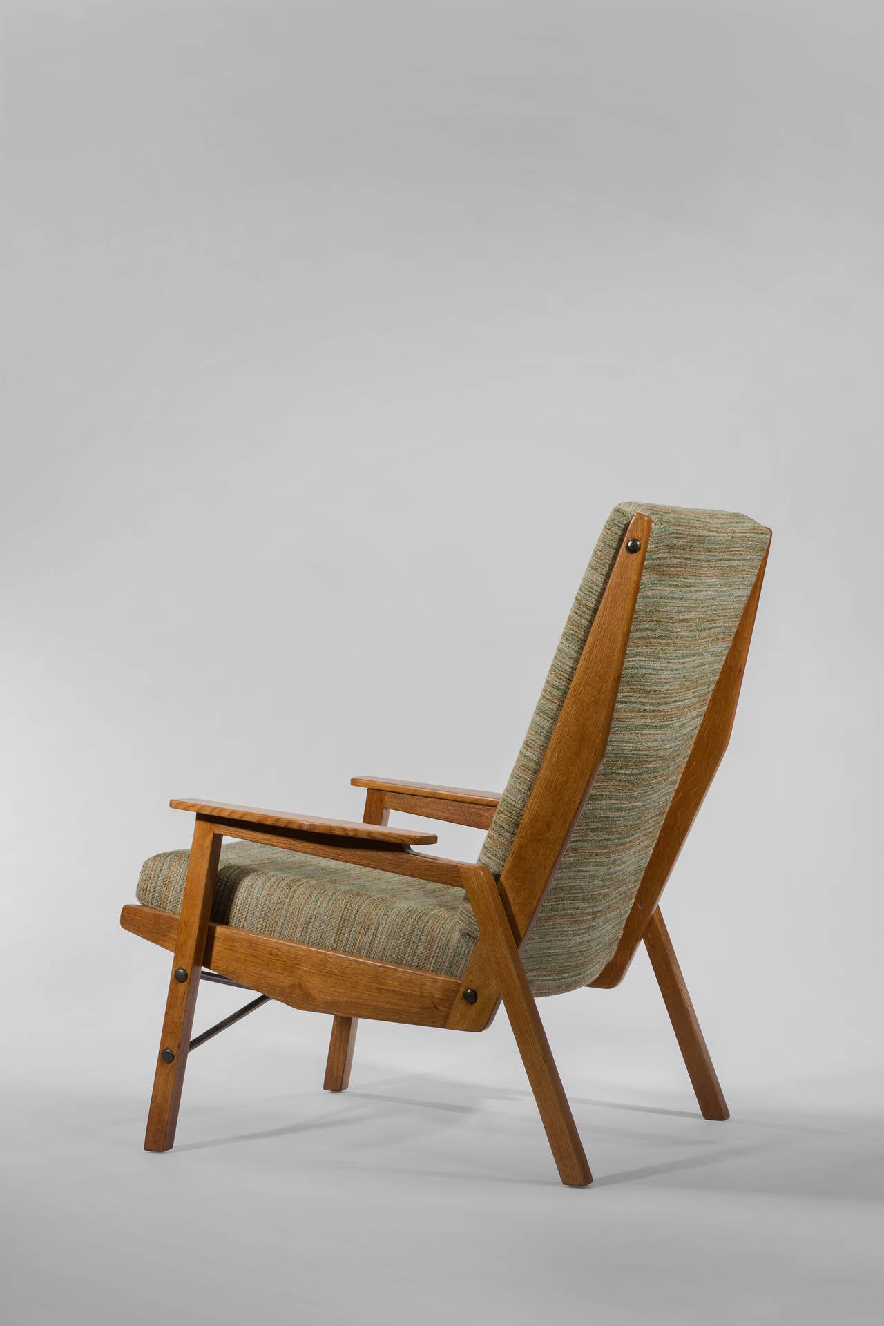 Pair of A340 armchairs by Rene´ Jean Caillette, designed in 1956 for Airborne. In excellent condition, recently reupholstered. 
(A single chair, is also available.)

About the designer: Rene´-Jean Caillette (1919–2004), was the son of a