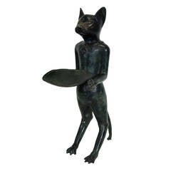 Large Bronze Le Chat Maître D'Hotel in the Style of Diego Giacometti