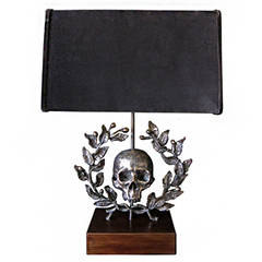 Bronze Skull with Laurel Table Lamp