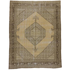 Distressed Antique Persian Tabriz Rug by Haji Khalili in Muted Colors 12