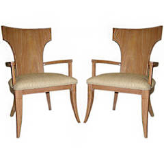 Klismos Pair Of Mid Century Sculptural Wood Lounge Chairs