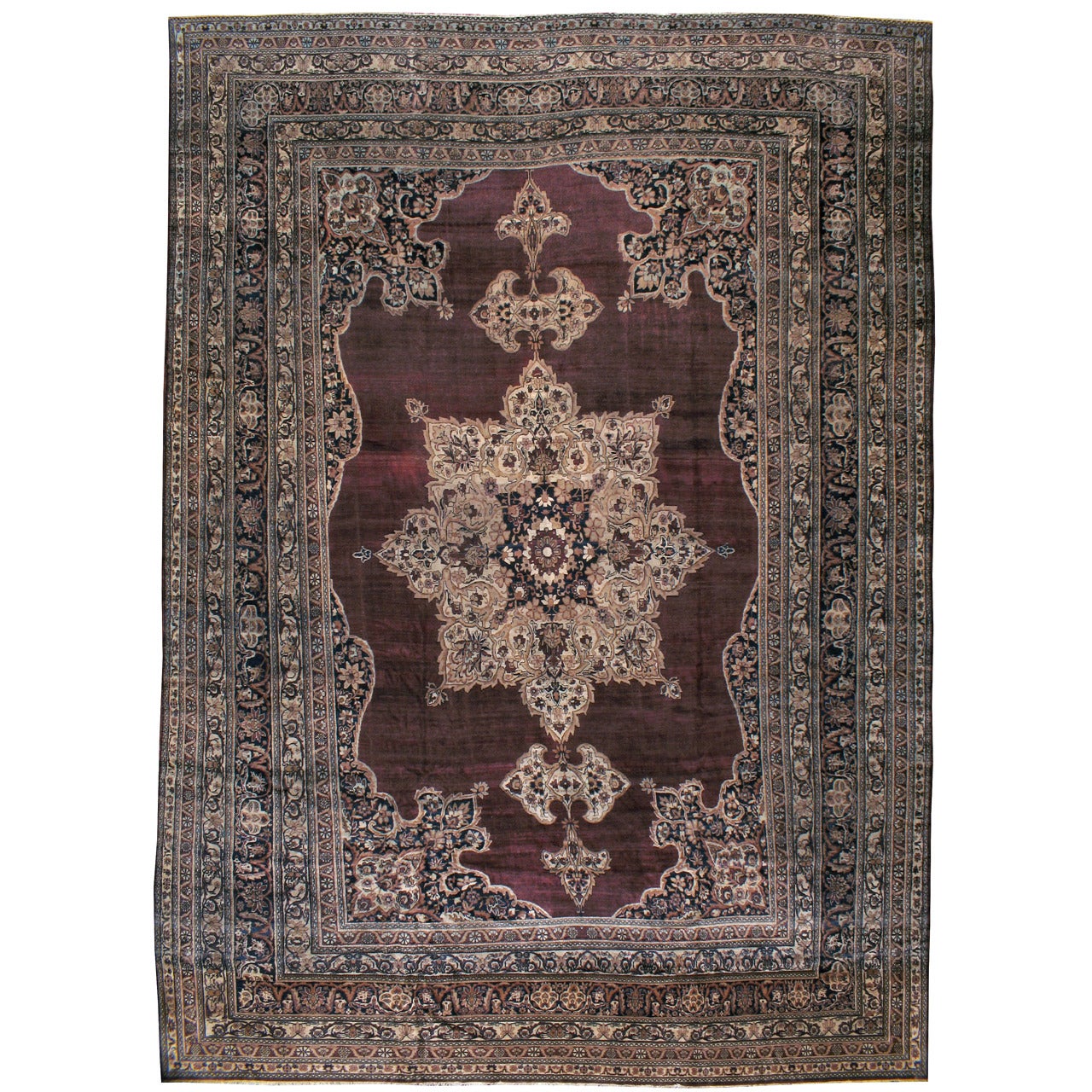 Antique Persian Lavar Kerman Rug For Sale