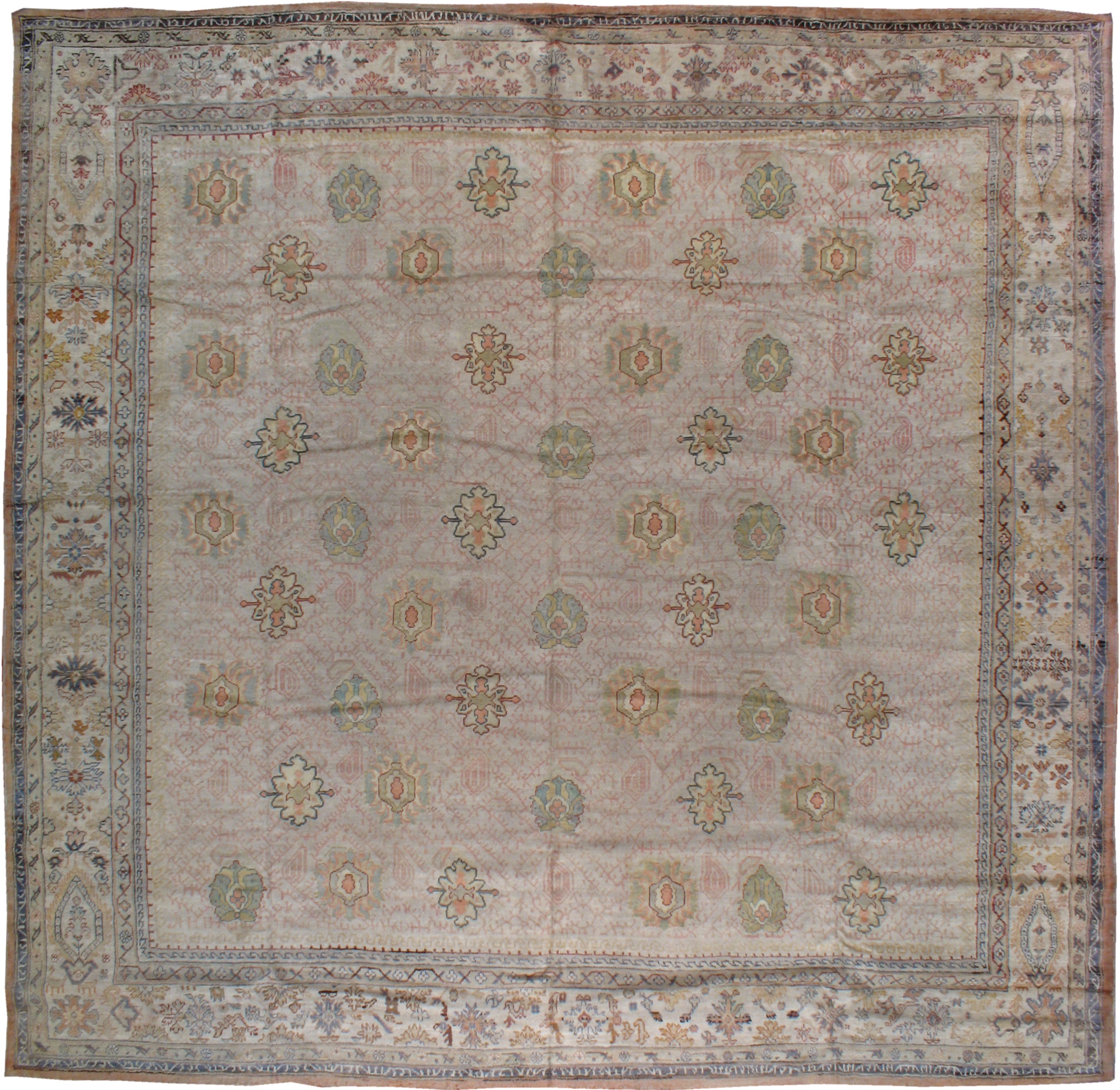 Tapis turc ancien d'Oushak de 17 pieds. 5 po. x 18 pieds. en vente