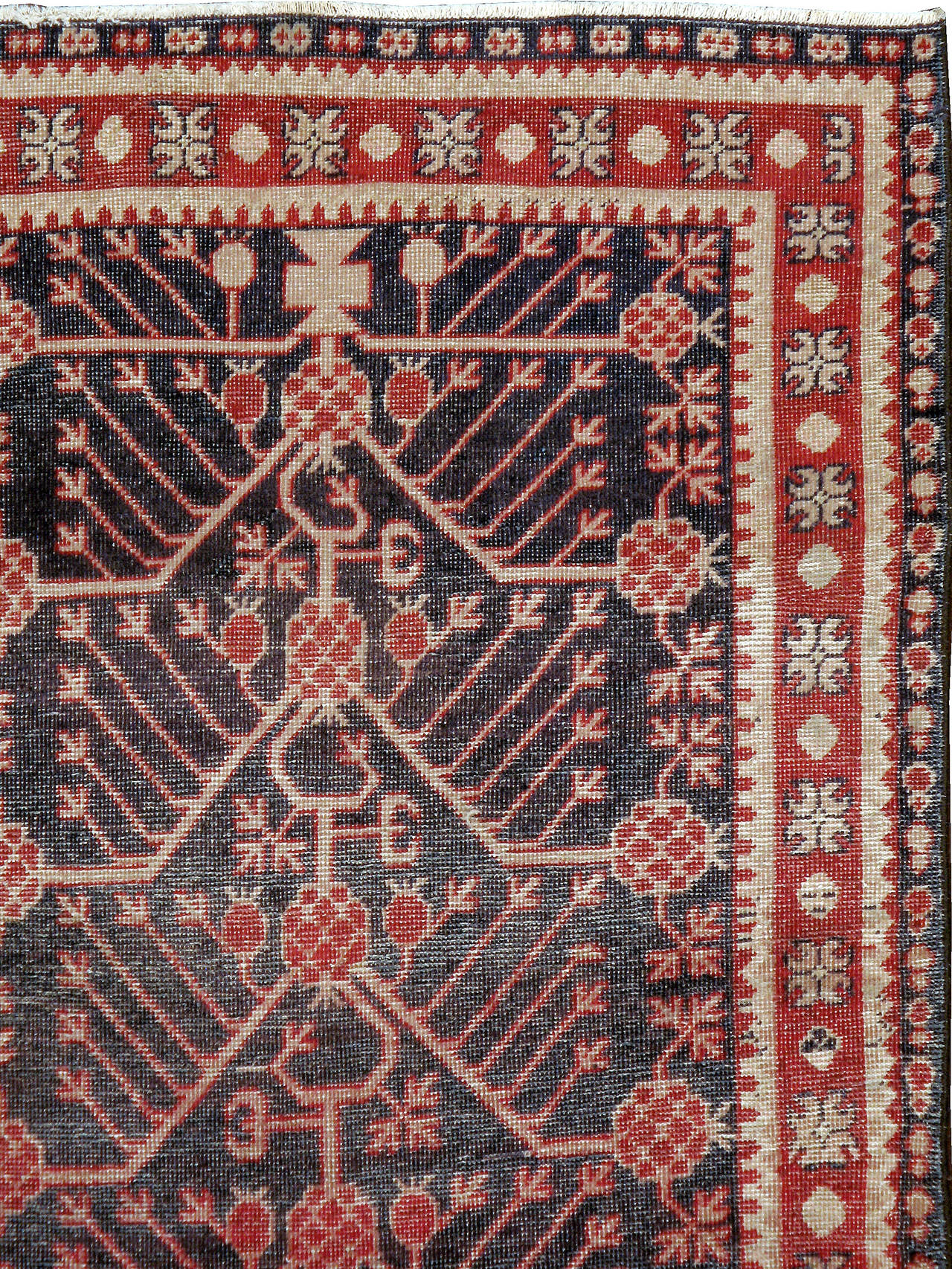 Hand-Knotted Antique East Turkestan Khotan