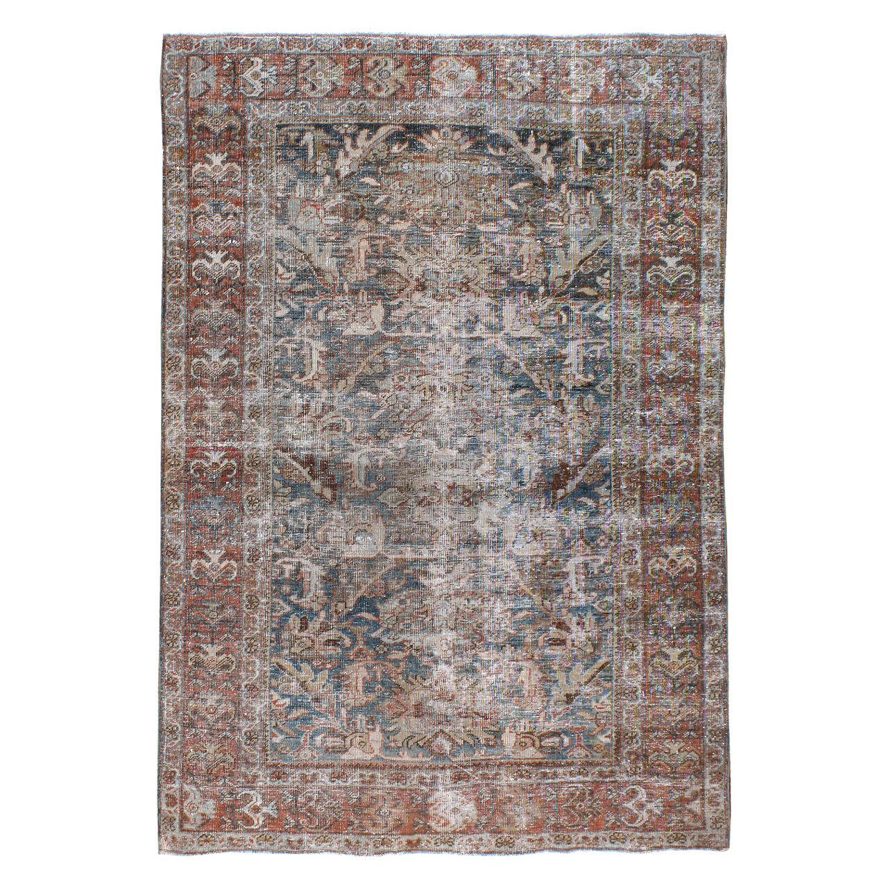Antique Distressed Persian Mahal Rug For Sale at 1stdibs