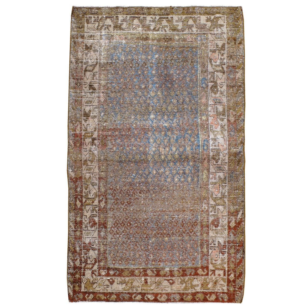 Antique Distressed Persian Malayer Rug For Sale