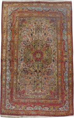 Antique Persian Silk Kashan Rug