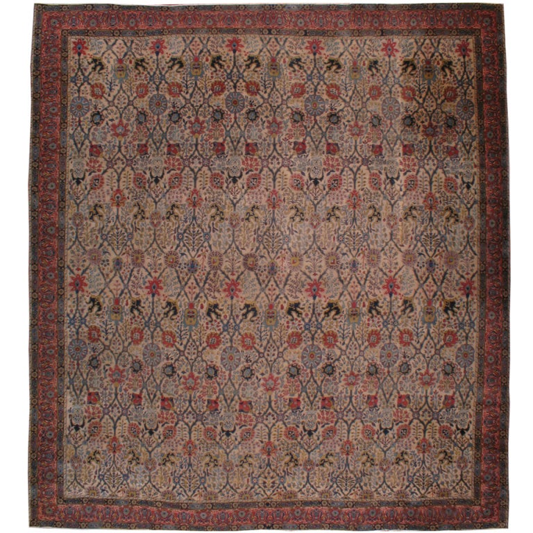 Alfombra antigua india de Lahore 17ft. 6in. x 19ft. 1in.