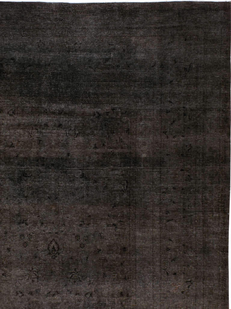 Antique Persian Mashad Over-Dyed Rug In Distressed Condition For Sale In New York, NY