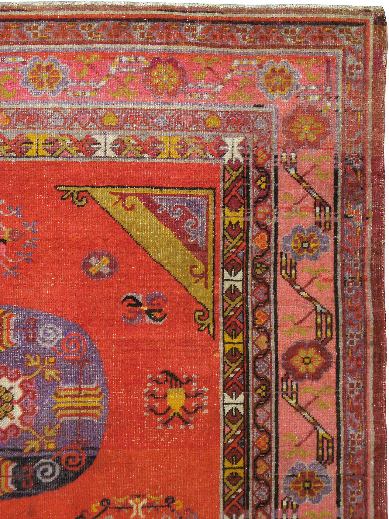 Hand-Knotted Antique East Turkestan Khotan Rug For Sale