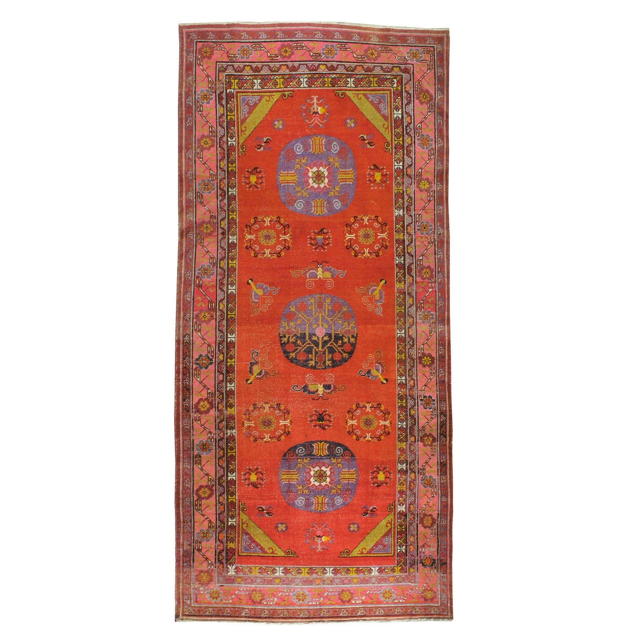 Antique East Turkestan Khotan Rug For Sale