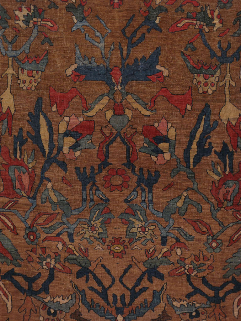 Feraghan includes the area bordered by Jozan, Kashan, and Ghom in Iran.  In the 19th Century, British companies opened weaving factories to produce fine rugs for export to the European market.  Rugs usually feature a small, all-over design or a