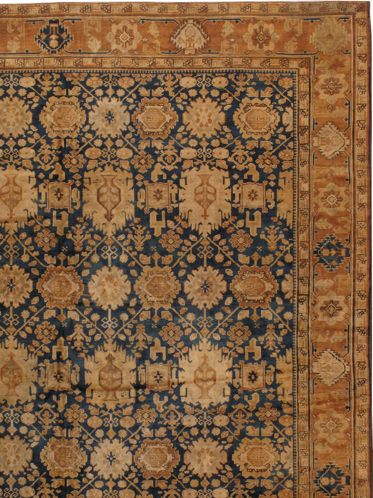 Antique Indian Agra Rug In Fair Condition For Sale In New York, NY