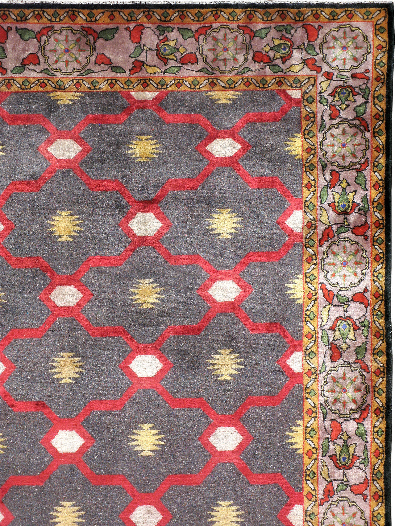 Agra Mid-20th Century Handmade Silk Room Size Rug For Sale