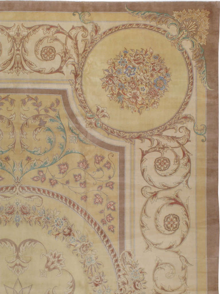 Aubusson Vintage Persian Kashan Rug For Sale
