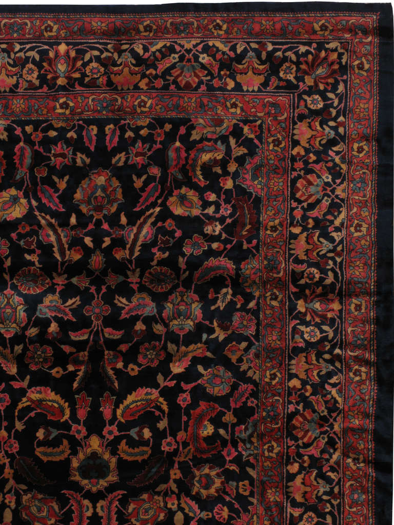 Antique Indian Kashan Rug In Excellent Condition For Sale In New York, NY