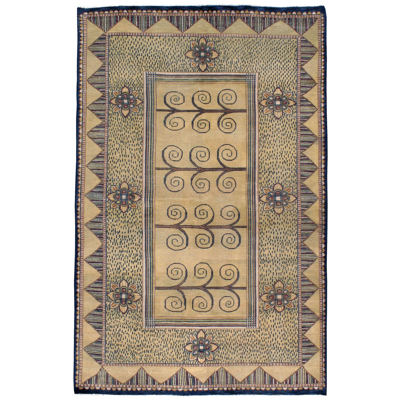Vintage Indian Deco Style Rug For Sale