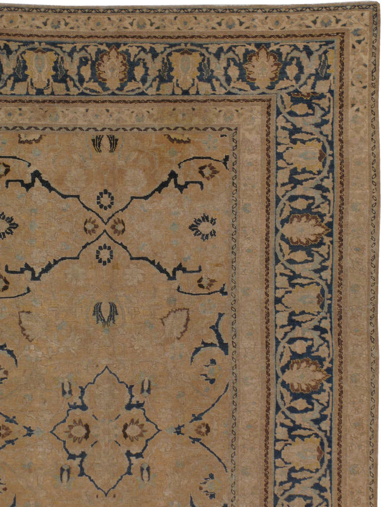 Hand-Knotted Antique Persian Tabriz Rug For Sale