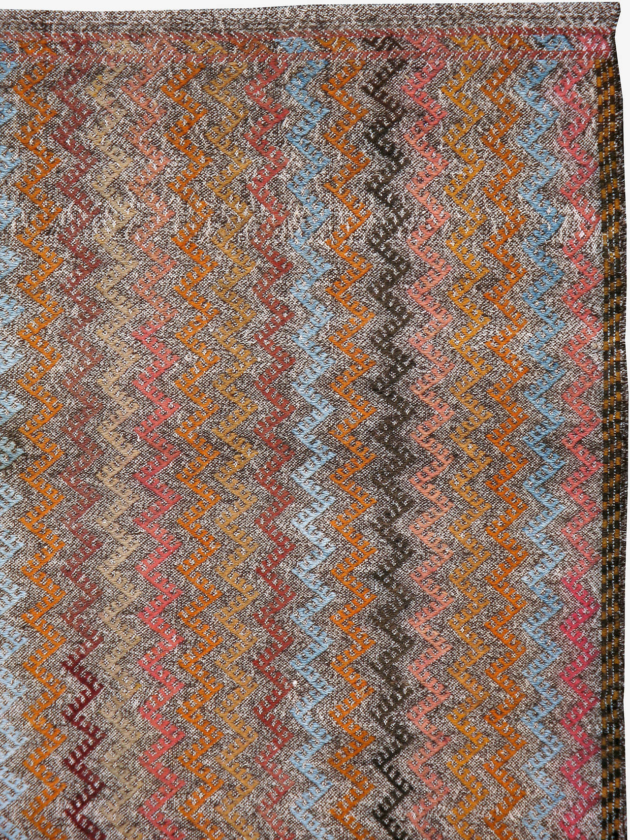 Hand-Woven Vintage Turkish Flat-Weave Rug For Sale