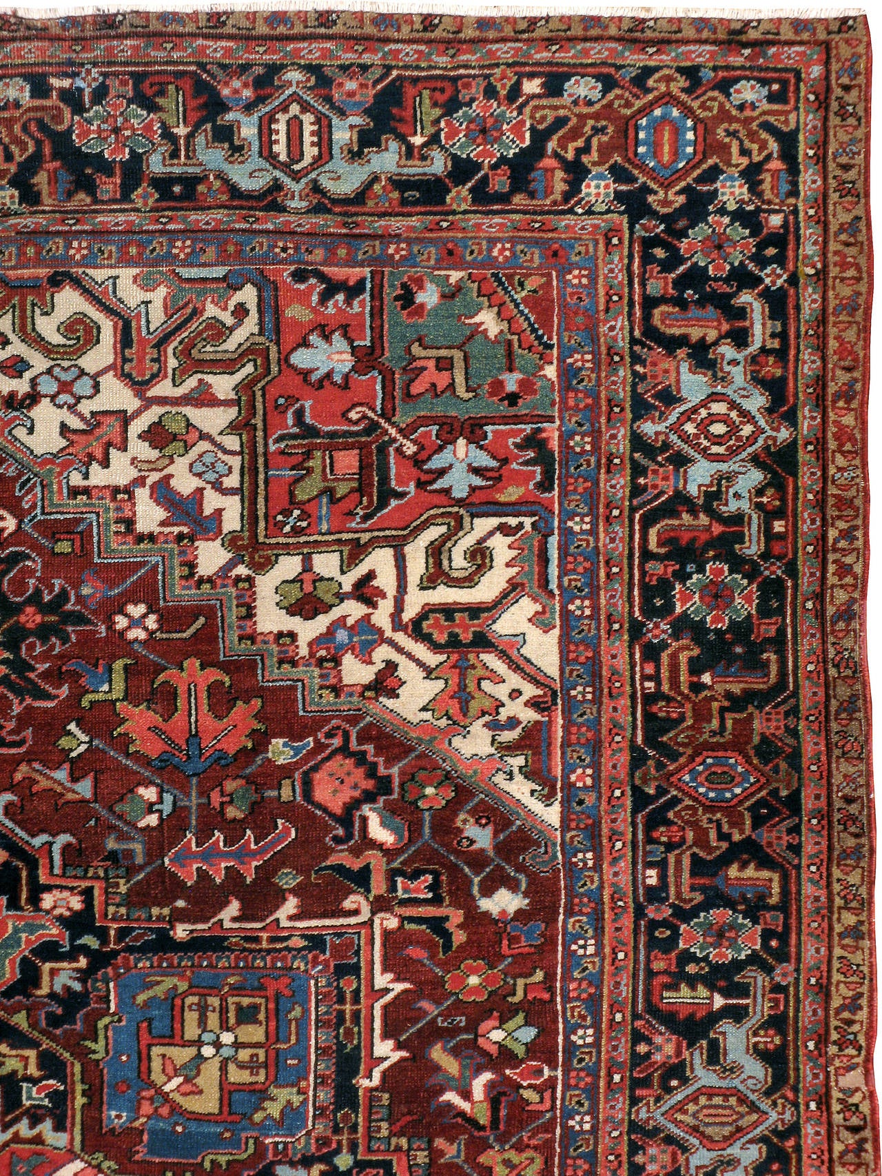 Hand-Woven Antique Persian Heriz Rug