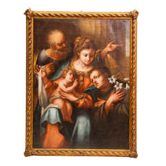 Italian Painting Representing "The Holy Family" 17th Century