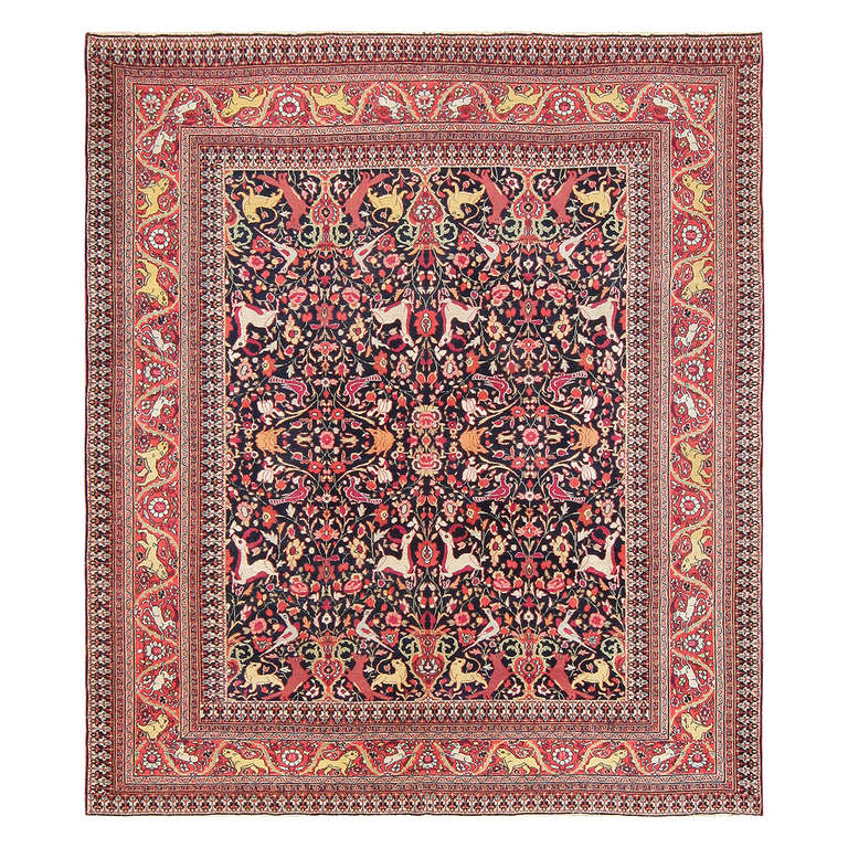 Animal Motif Antique Persian Khorassan Rug For Sale at 1stdibs
