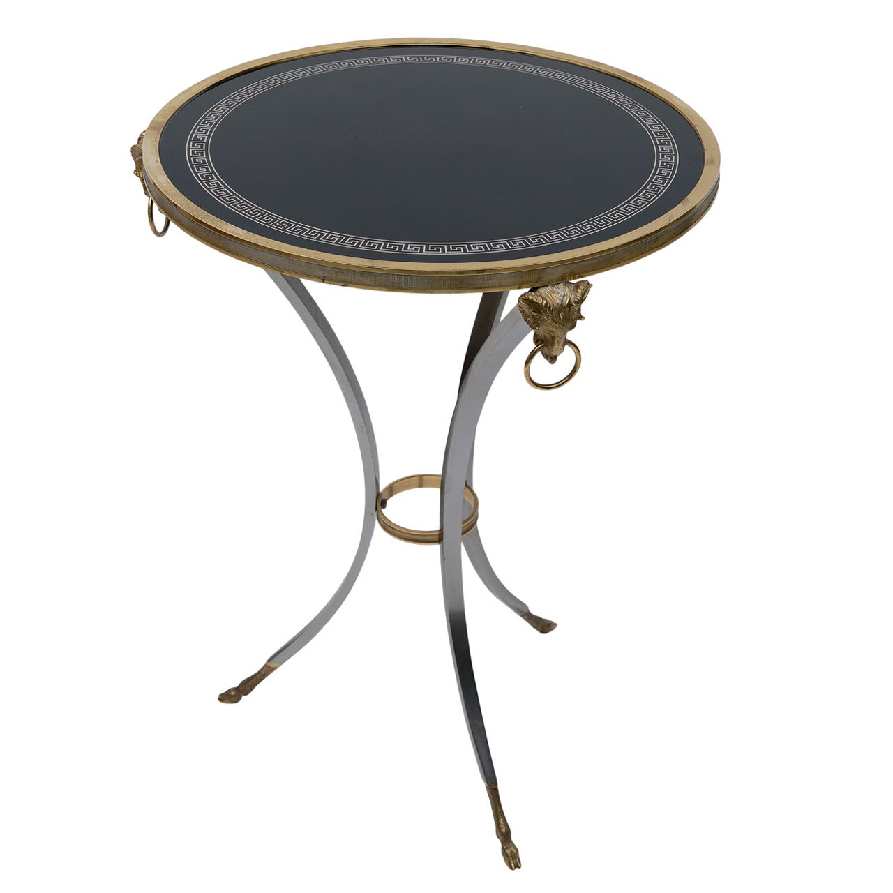 Neoclassical Steel and Bronze Table by Jansen For Sale