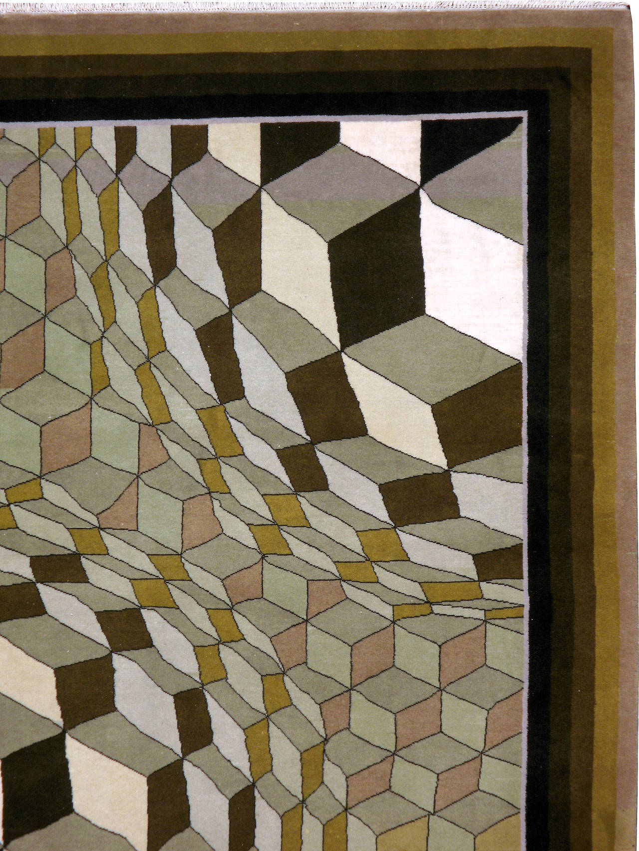 Persiano Tappeto Tabriz persiano modernista ispirato a Victor Vasarely in vendita