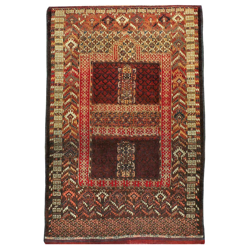 Antique Central Asian Rug Khoy Style with Lotus in Red Pond Details ...