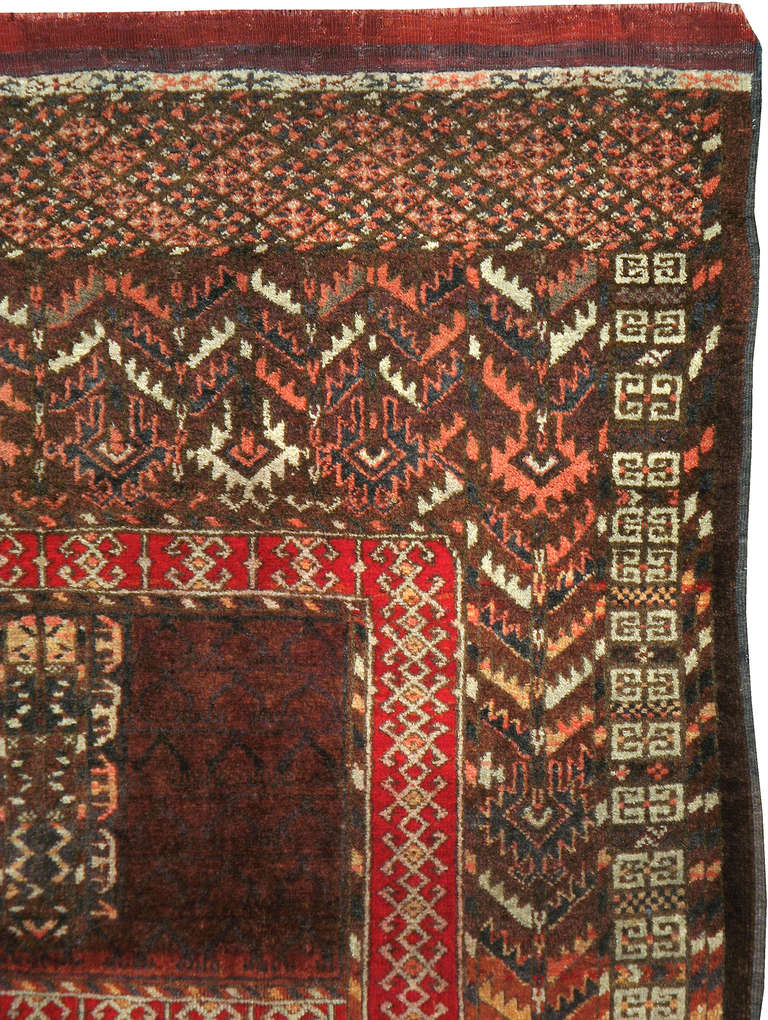 Tribal Antique Central Asian Bokhara Rug For Sale