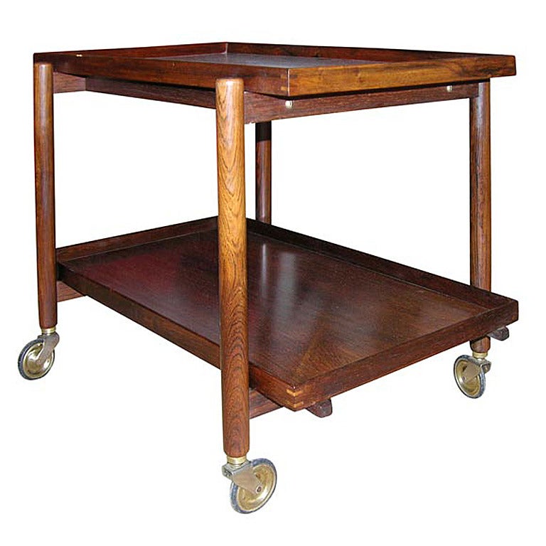 Danish Rosewood Serving Trolley by Poul Hundevad For Sale