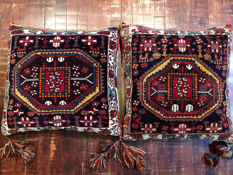 A first quarter of the 20th century North West Persian bag face pillows with a Kilim flatweave backing.

Measures: 2' 0