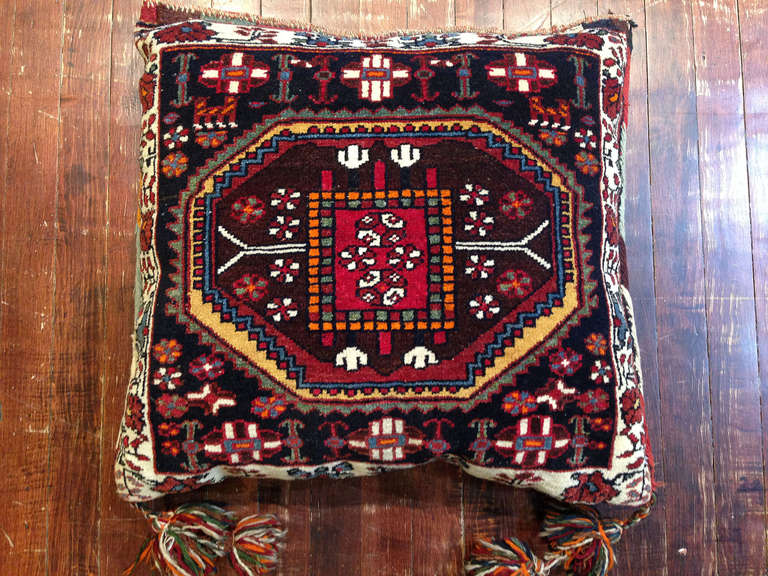 Hand-Knotted Pair of Persian Pillows