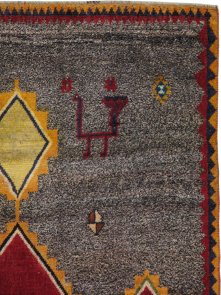 A second quarter, mid-20th century Vintage Persian Gabbeh carpet.