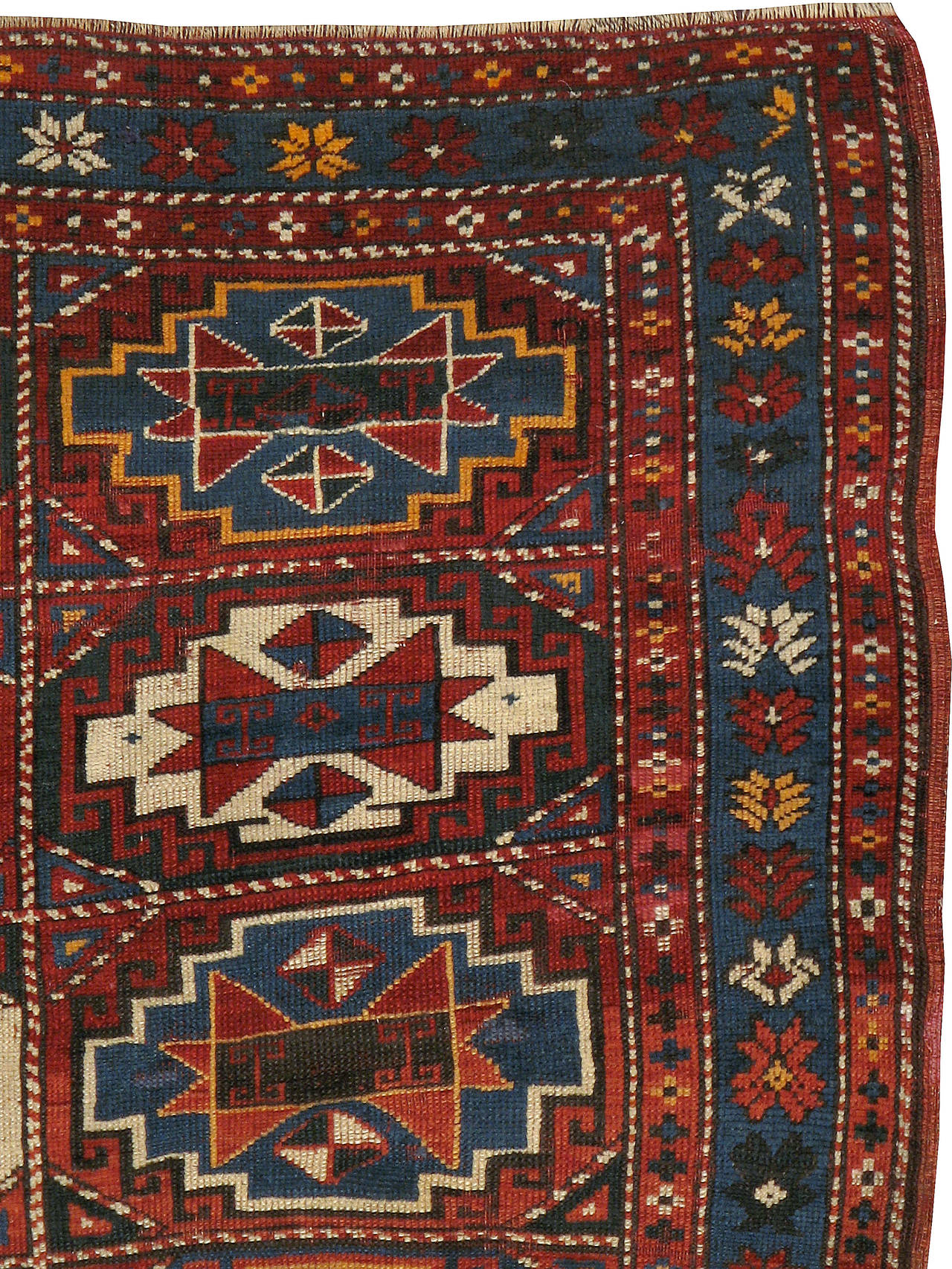 Hand-Woven Antique Caucasian Kazak Rug