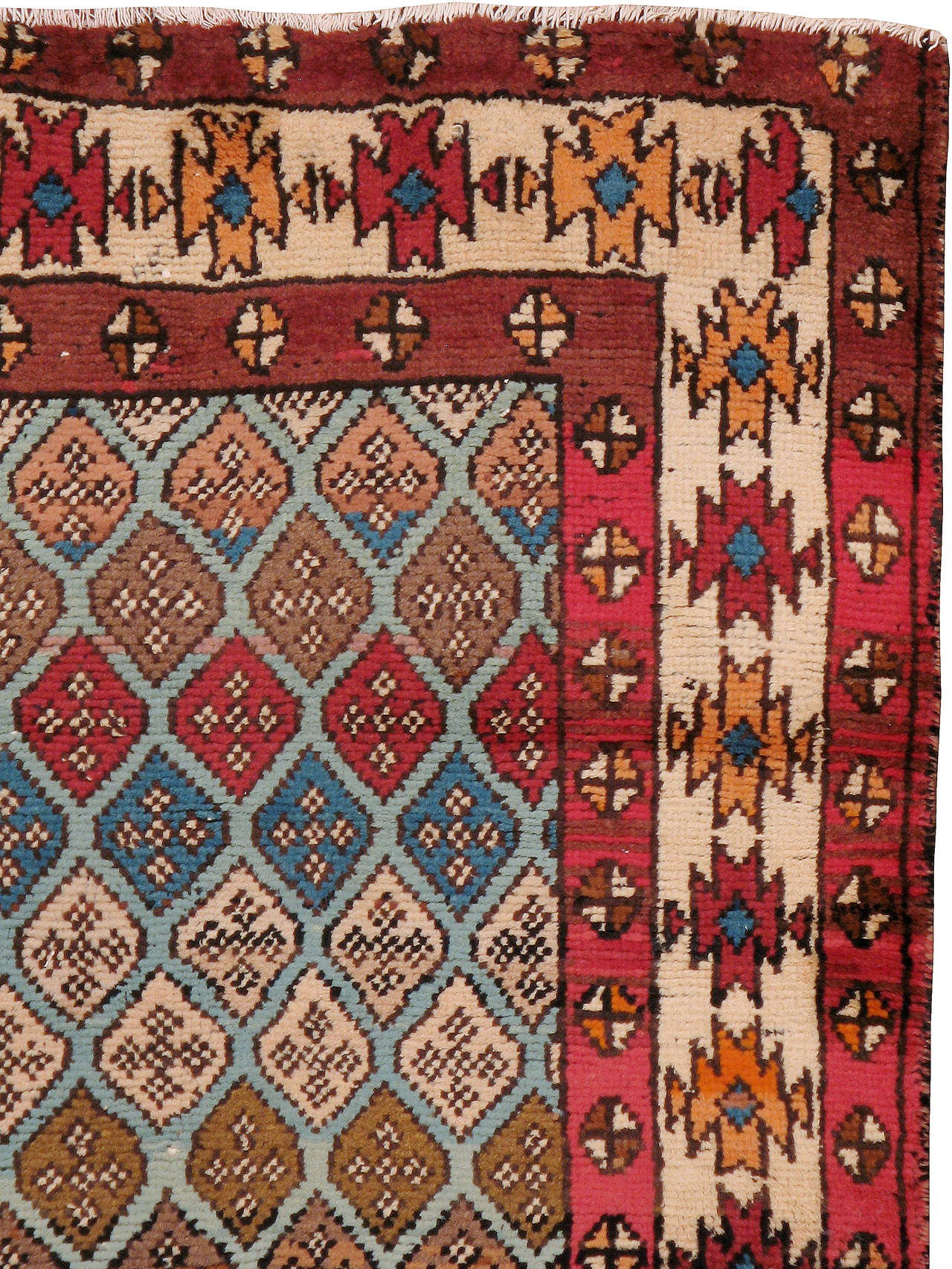 A vintage Persian Kurd carpet from the second quarter of the 20th century.