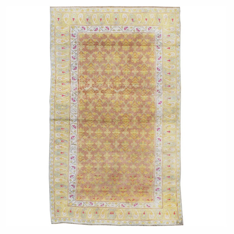 Alfombra vintage india Agra de algodón en venta