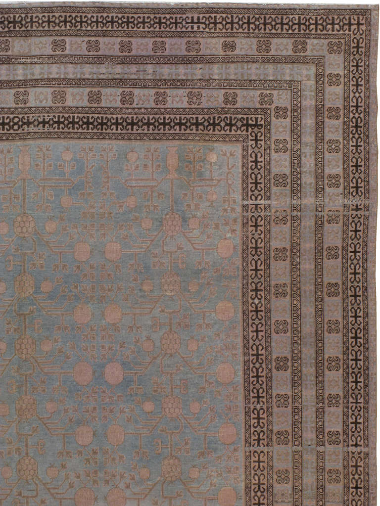 Chinese Antique East Turkestan Khotan Rug For Sale
