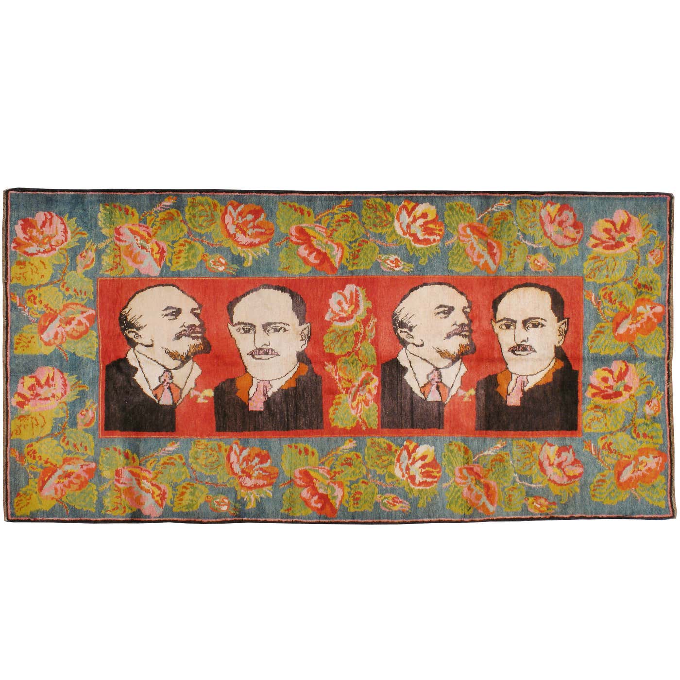 Vintage Russian Karabagh Vladimir Lenin Rug at 1stDibs | lenin carpet