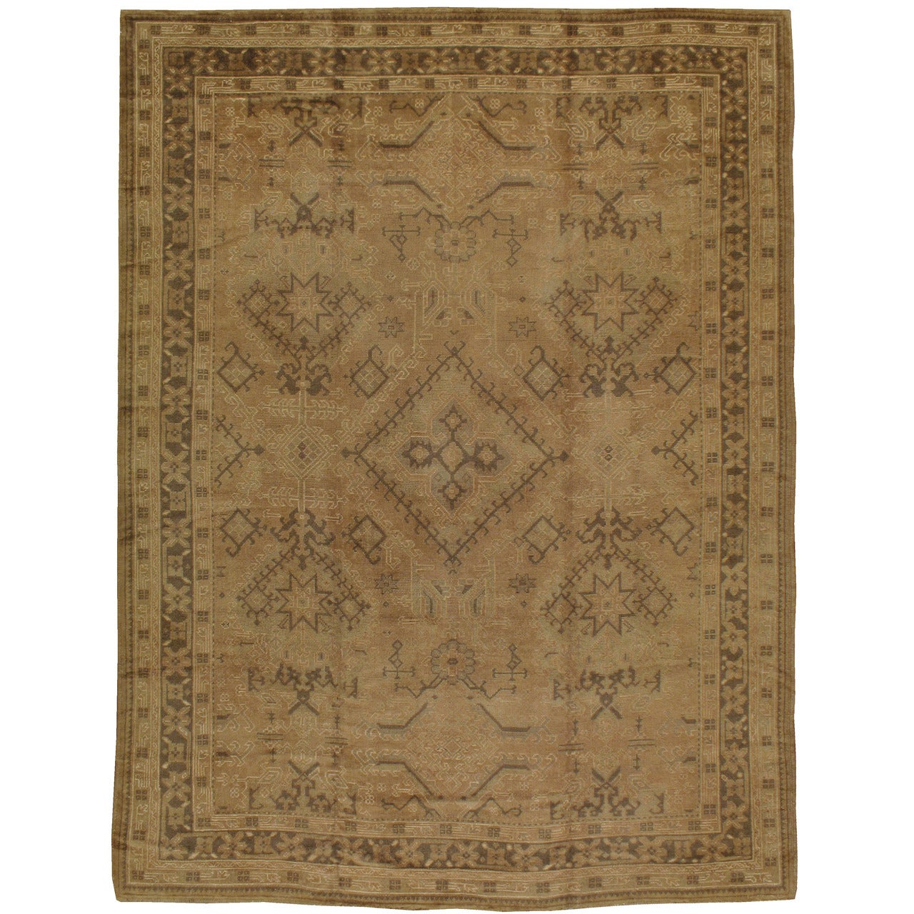 Antique Turkish Oushak Rug For Sale