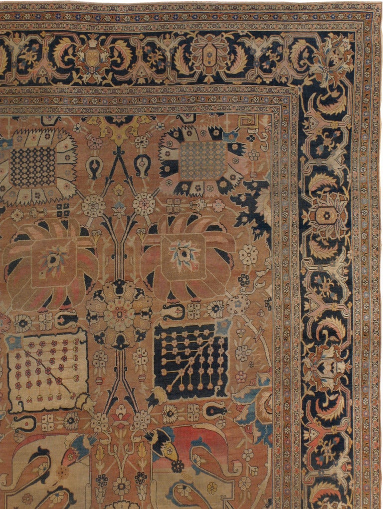 Antique Persian Tabriz Hahi Jalili Rug 11ft. x 17ft. 5in. In Good Condition For Sale In New York, NY