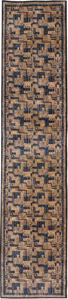 Tapis indien vintage du milieu du siècle 6 pieds 7 po. x 38 pieds 2 po.