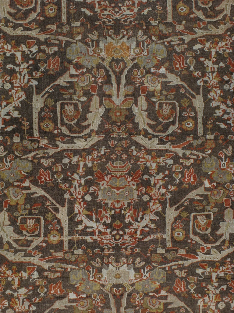 Mahal carpets are found with both tribal and curvilinear motifs.  This attribute derives from the unique position of the city of Mahallat, which is between the cities of Arak and Delijan, on the path of the tribal people of southern Iran.  In 1883,