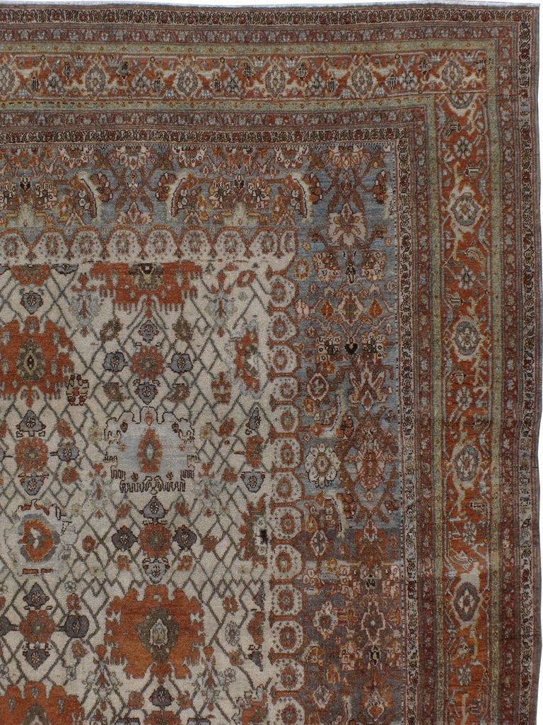 Alfombra Persa Bibikabad Antigua 12ft. 2in. x 16ft. 10in. en Bueno estado para la venta en New York, NY
