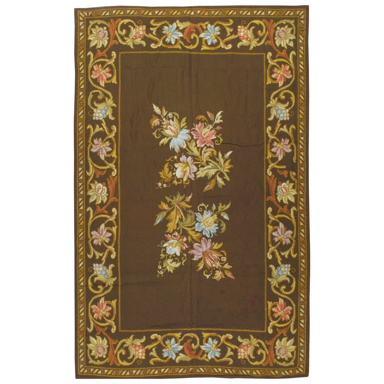 Antique Ukrainian Needlepoint Rug For Sale