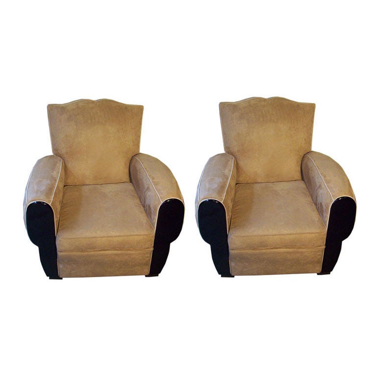 French Art Deco Pair of Club Chairs For Sale