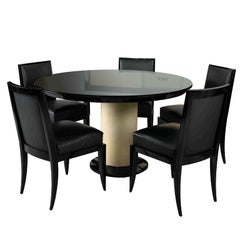 Jacques Adnet Art Deco Dining Table and Six Chairs