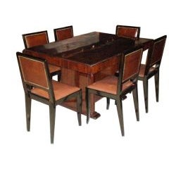 Louis Majorelle Deco Dining Table and 6 Chairs 1