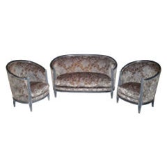 French Art Deco Loveseat and Club Chairs 10