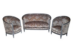 French Art Deco Loveseat and Club Chairs